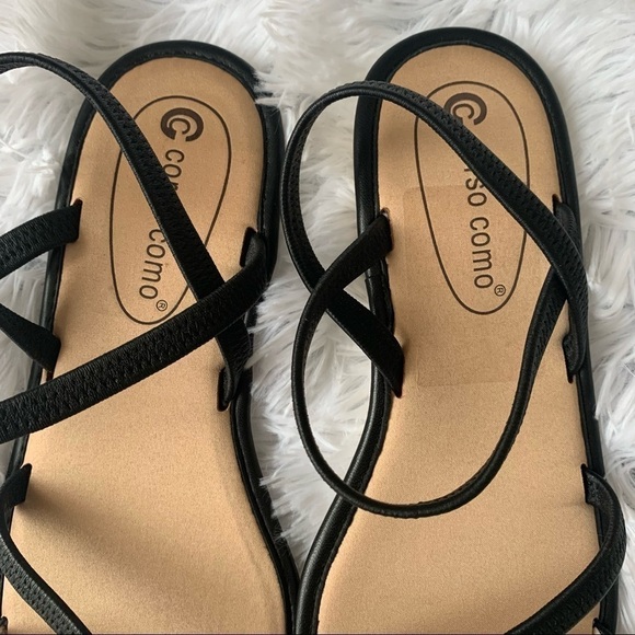 𝅺CORSO COMO NEW Bakima Leather Elastic Black Boho Casual Sandal - Picture 4 of 8